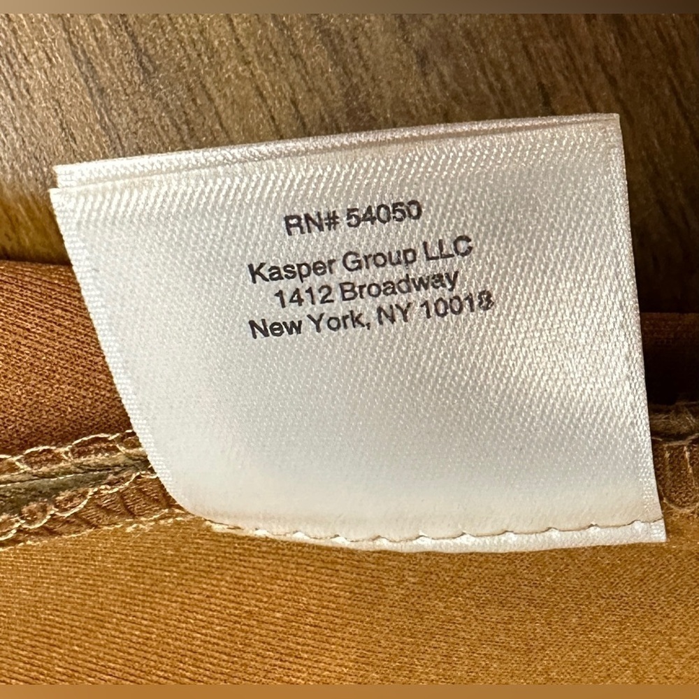 Anne Klein Short Sleeve Dress Med Brown Scalloped Hem & Sleeves Women’s Size L - Picture 6 of 9